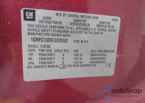 2007 Chevrolet Tahoe Ls from USA, damaged, VIN 1GNFC13097J228562
